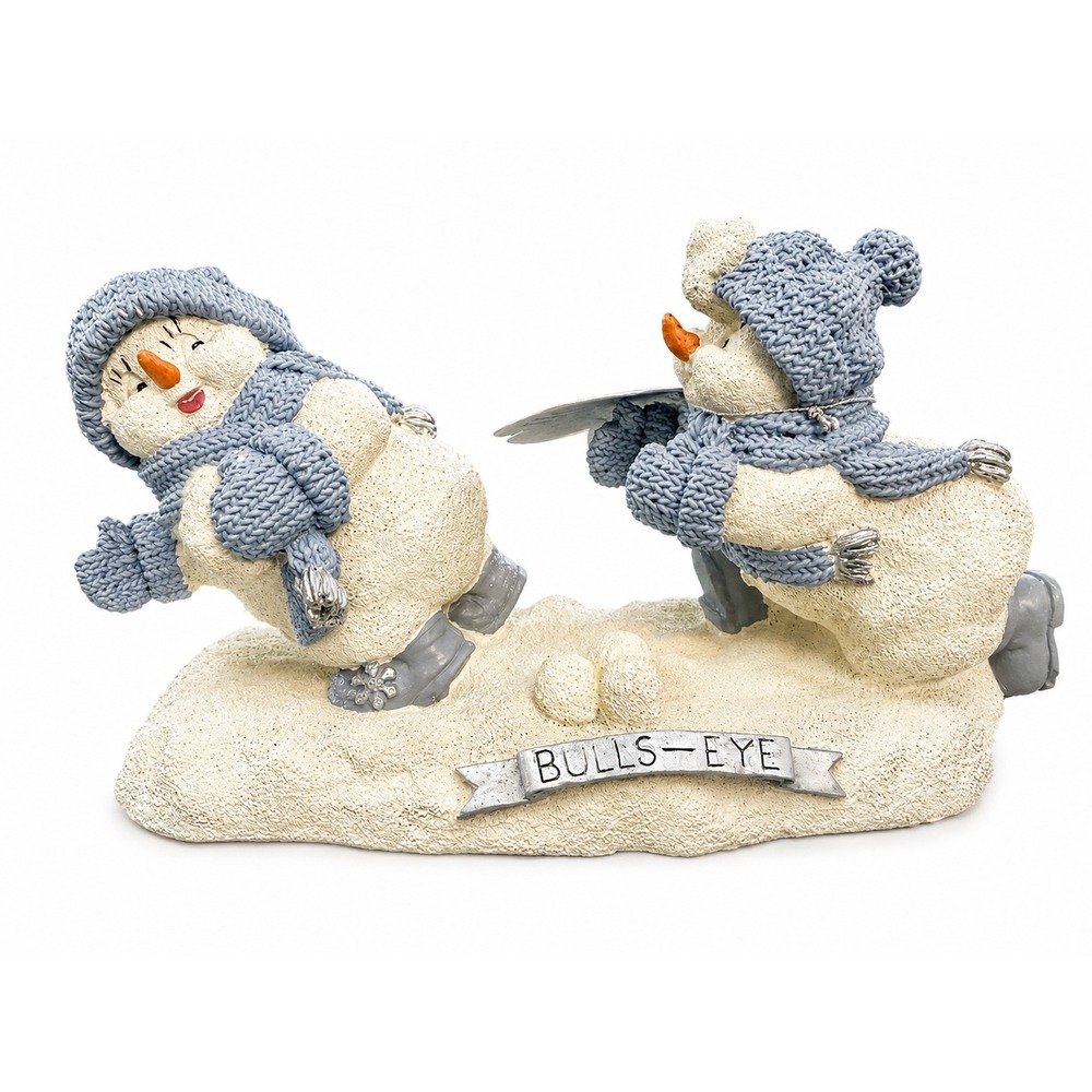 Snow Buddies Bulls-Eye Snowman Figurine The Encore Group 1999 Blue‎ Winter Decor